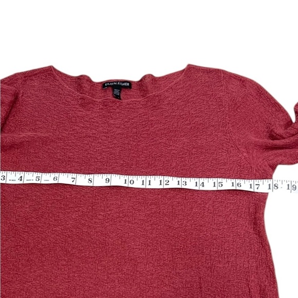 Eileen Fisher Organic Linen Sweater Tunic Women Small Persimmon High Low Hem - Picture 4 of 9
